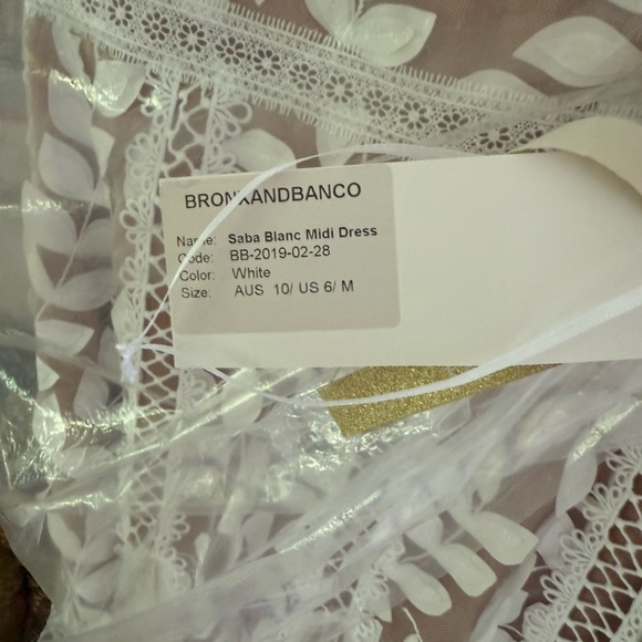 Bronx & Banco Saba Blanc Appliqué Midi Dress - White Lace, Size 6 - Picture 6 of 6